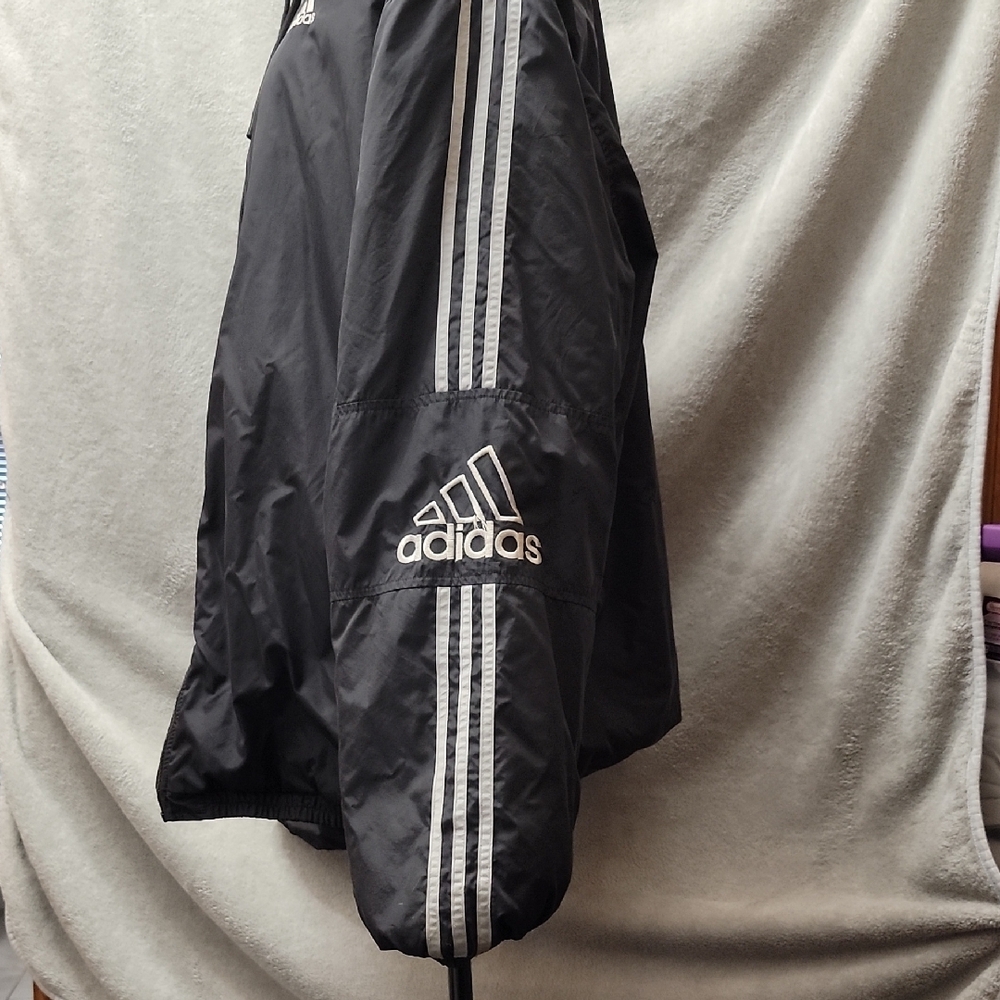 VTG Adidas Charcoal Hooded Jacket 2XL - Picture 2 of 6